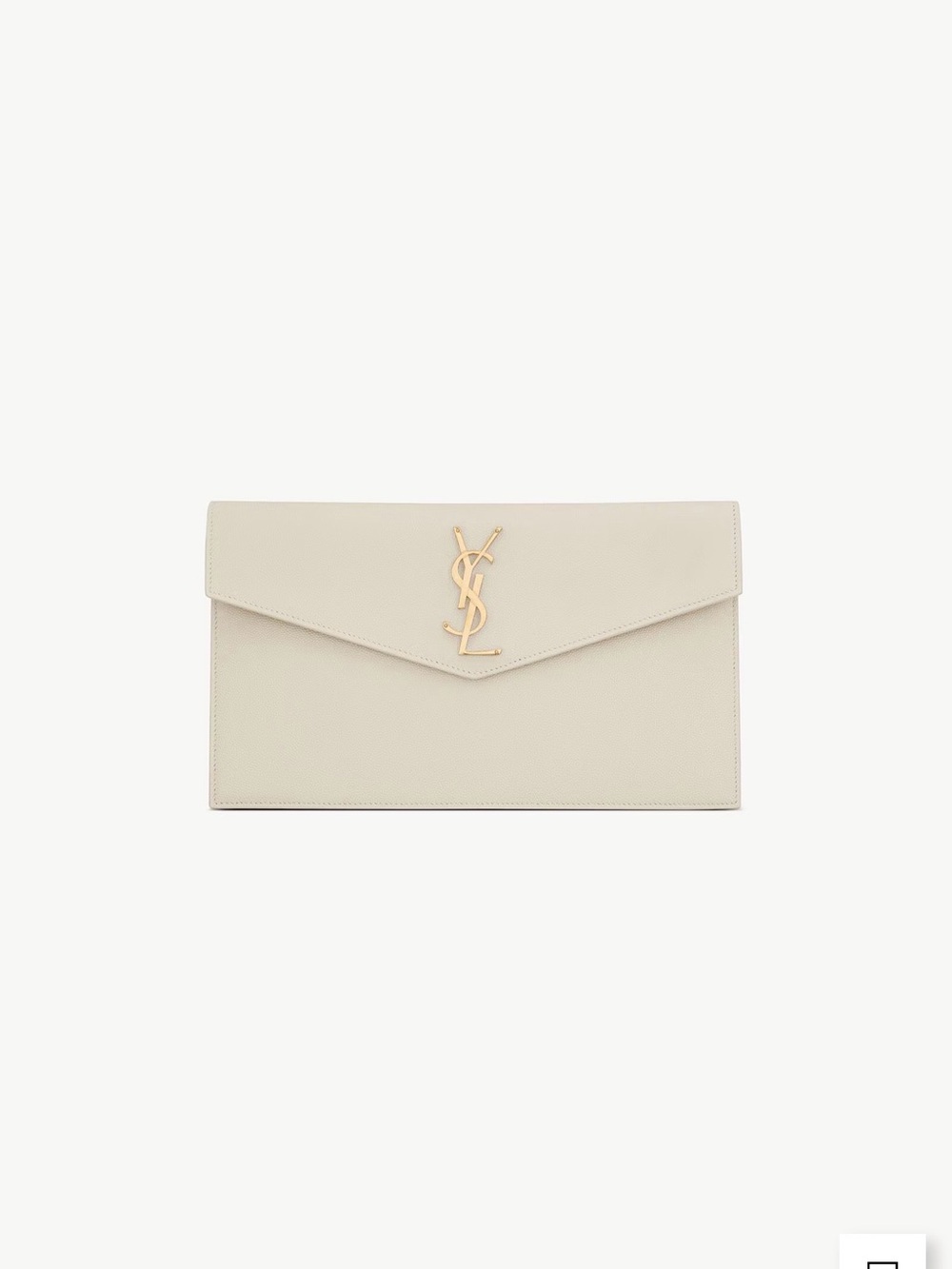 Saint Laurent Cream Envelope Clutch with Gold YSL Logo - Picture 5 of 7